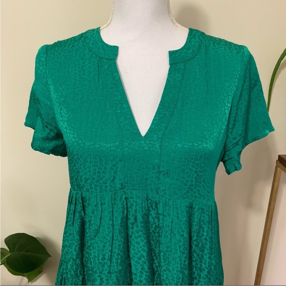 Anthropologie Maeve Tania Sacha Jacquard Tiered Tunic Dress in Green sz Small - Picture 6 of 12